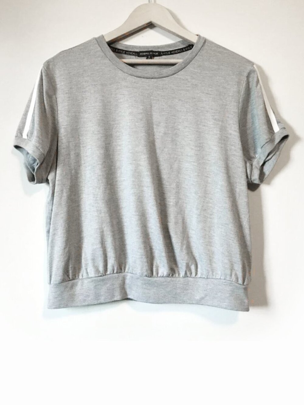 Kendall + Kylie Retro Carrie Grey Stripe Sleeve Sweatshirt Tee
